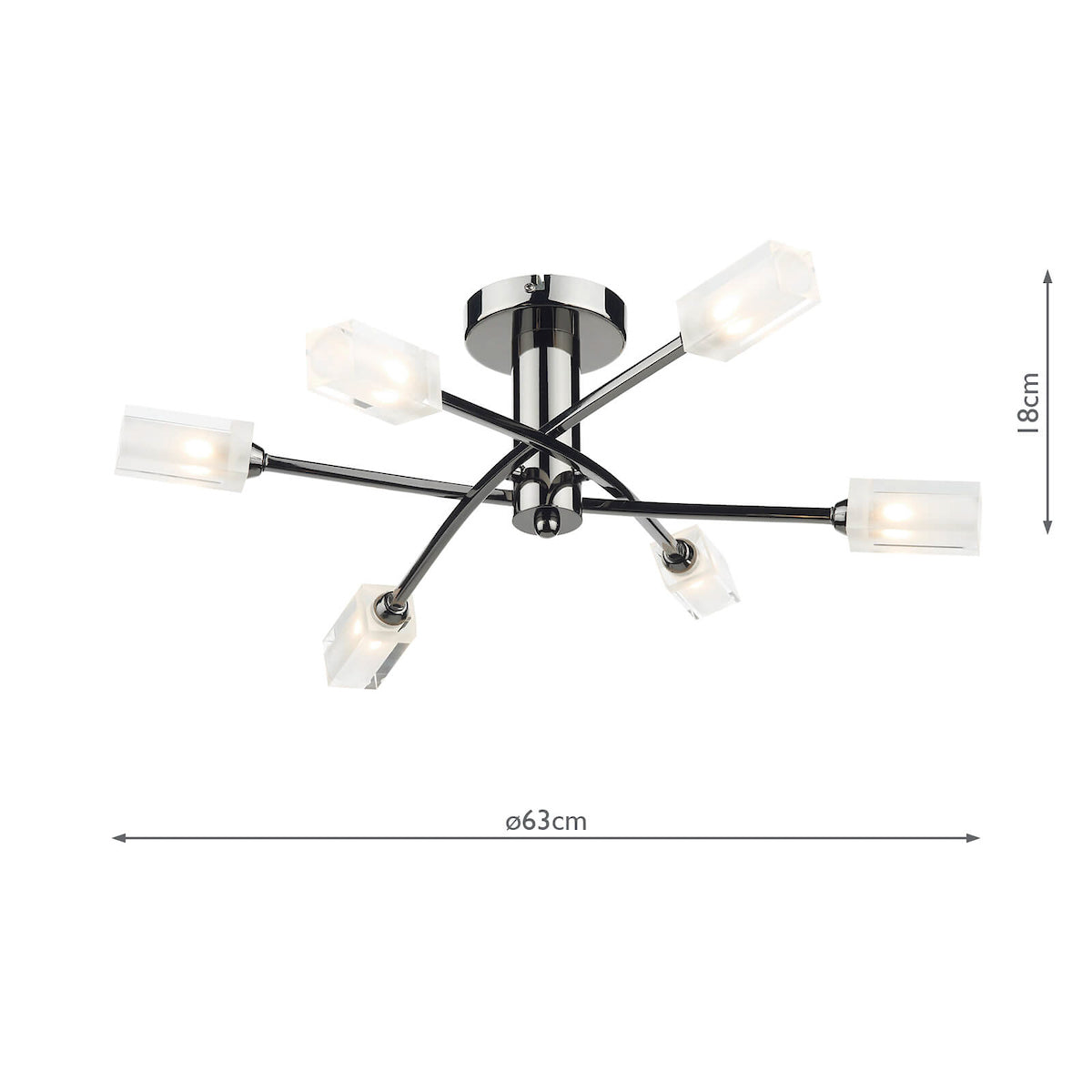 Morgan 6 Light Semi Flush Black Chrome