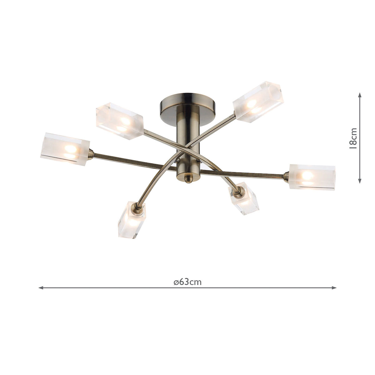 Morgan 6 Light Semi Flush Antique Brass