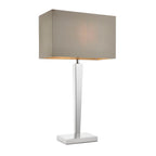 Moreto 1-Light Chrome Table Lamp with Grey Faux Silk Shade