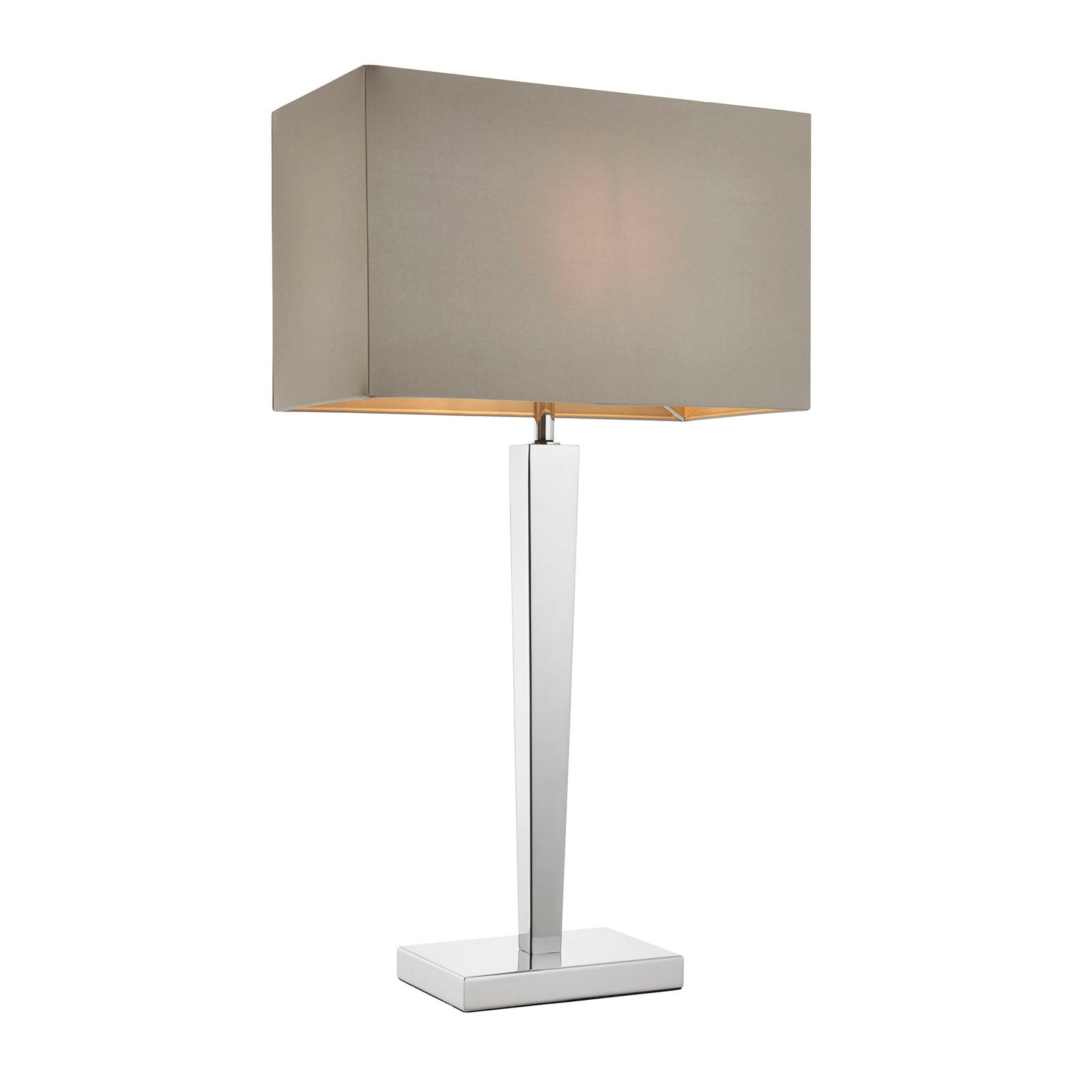 Moreto 1-Light Chrome Table Lamp with Grey Faux Silk Shade