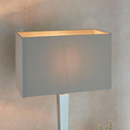 Moreto 1-Light Chrome Table Lamp with Grey Faux Silk Shade