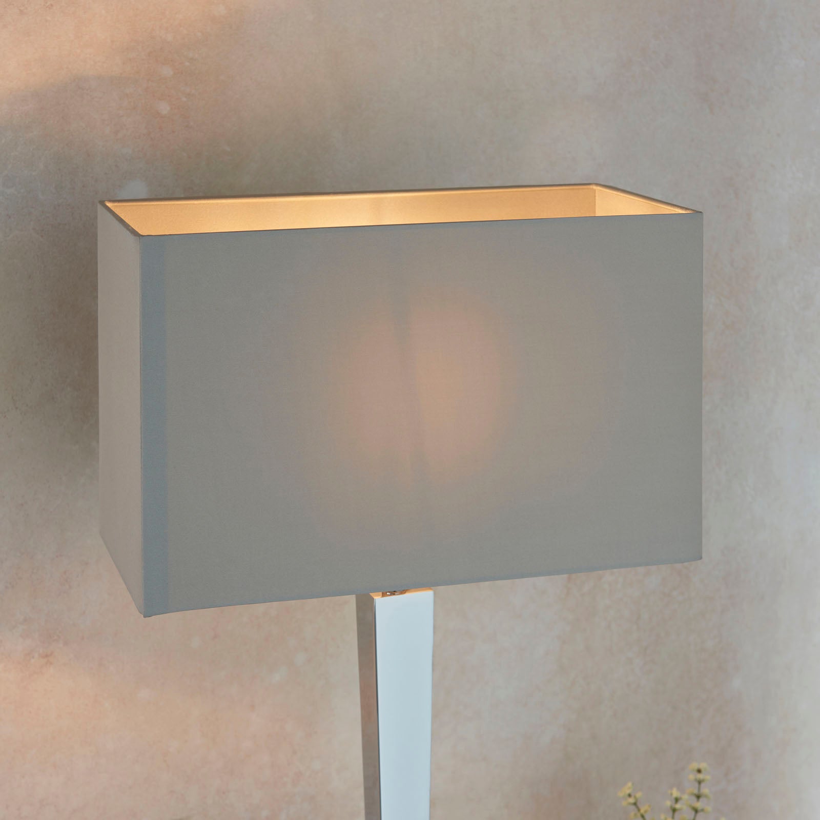 Moreto 1-Light Chrome Table Lamp with Grey Faux Silk Shade