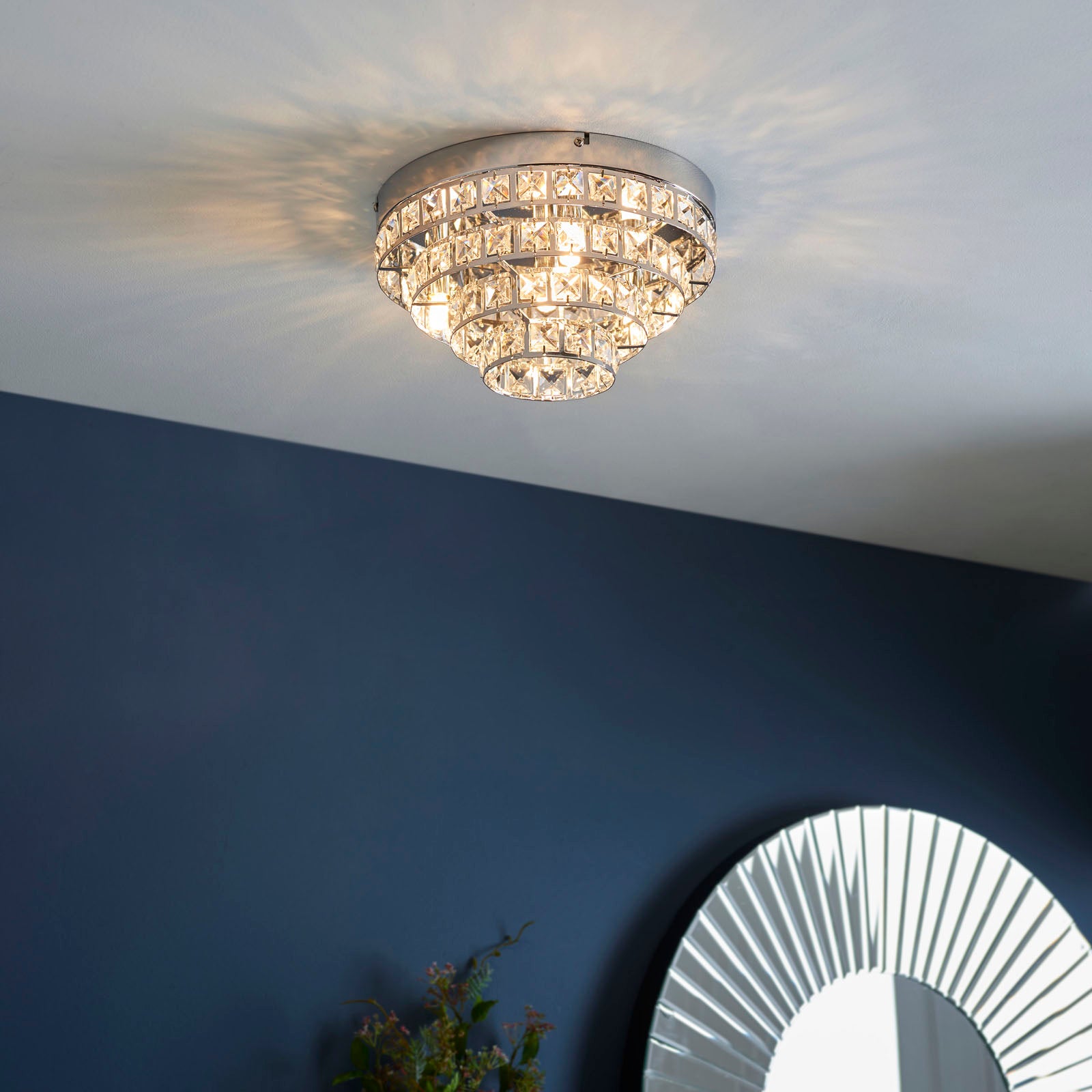 Motown 4-Light Polished Chrome Semi Flush Ceiling Light with Glass Beads