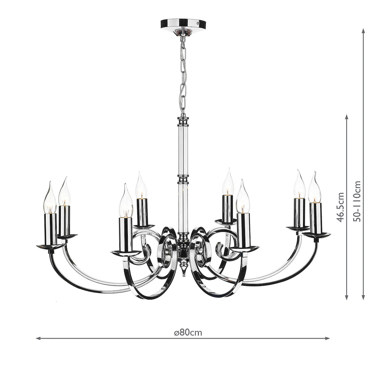 Murray 8 Light Dual Mount Pendant Polished Chrome