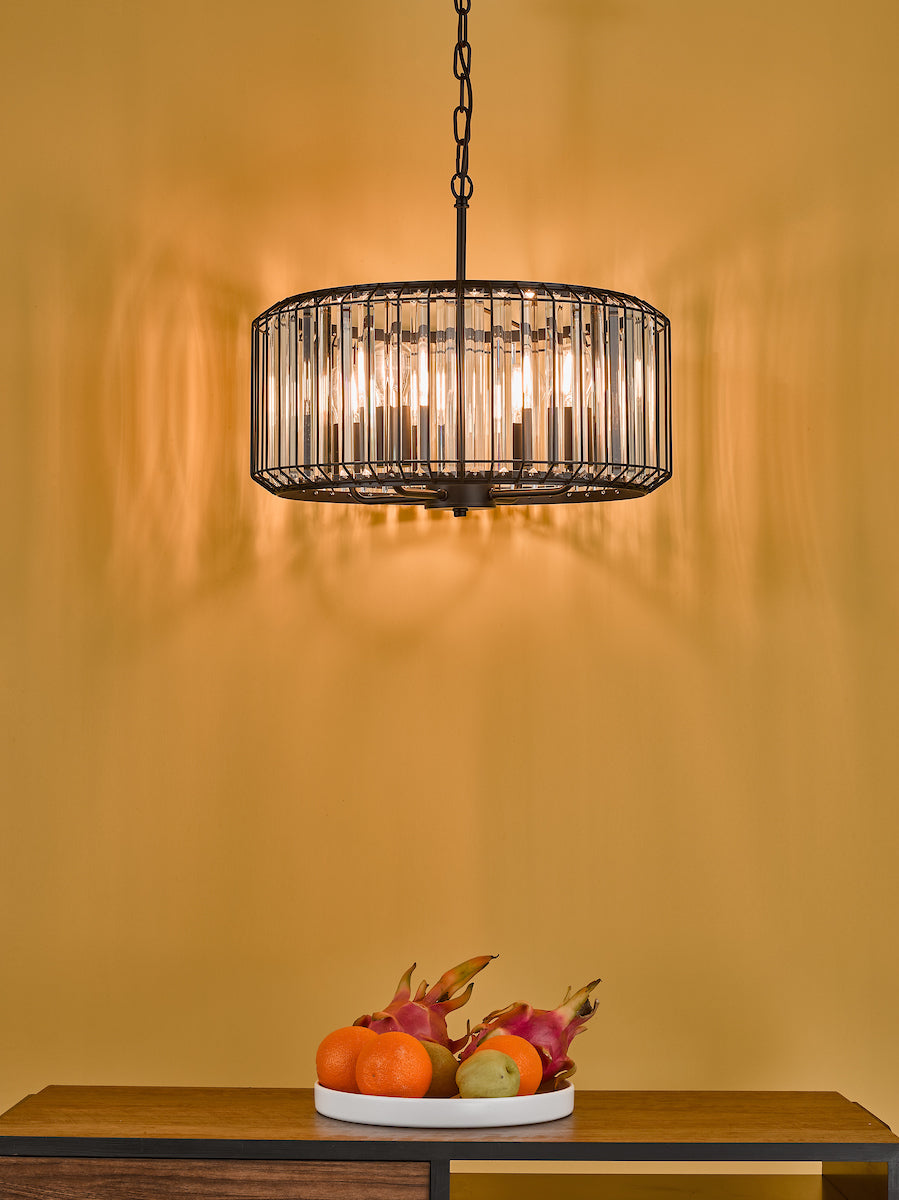 Naeva 4 Light Pendant Satin Black Crystal