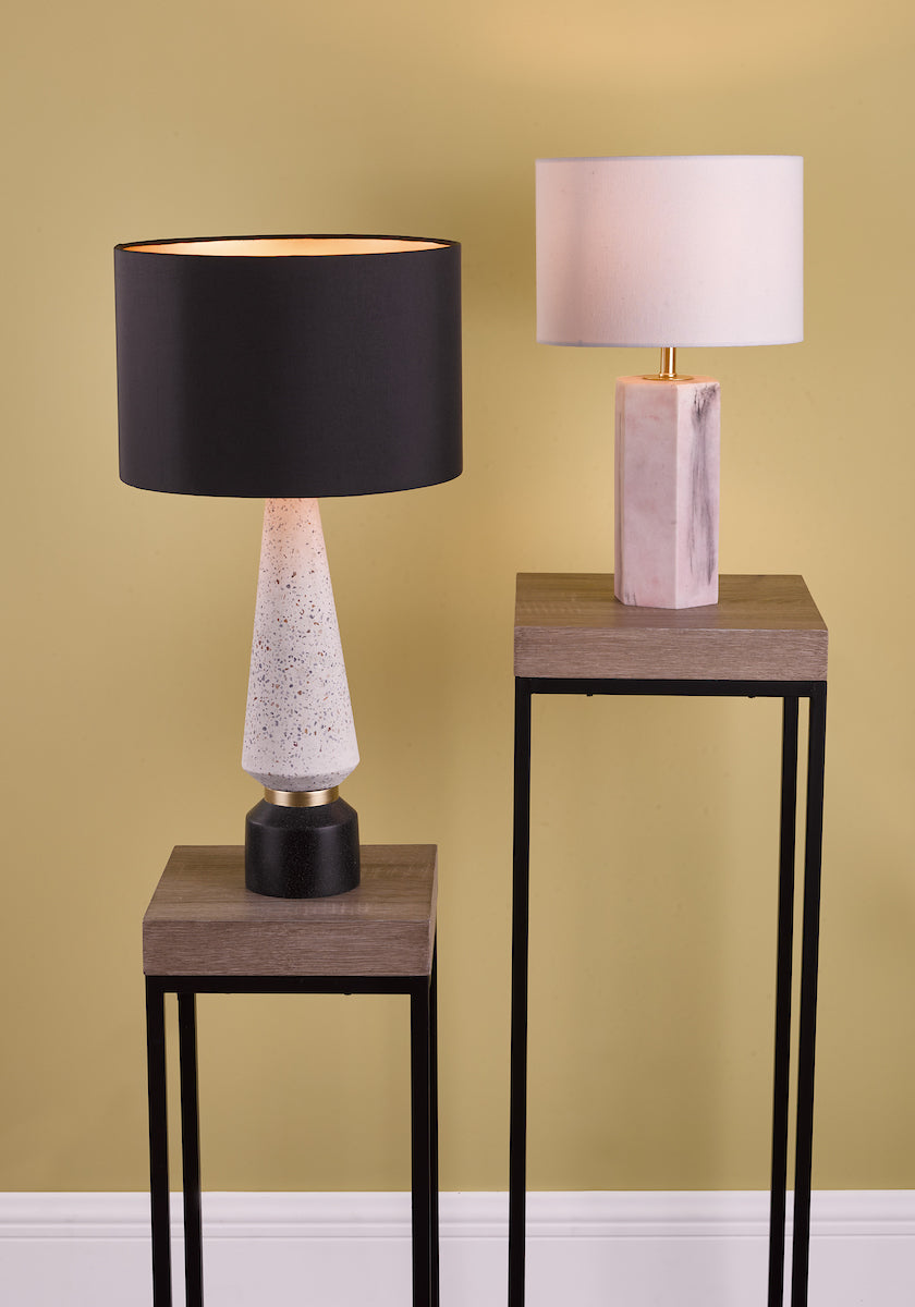 Nalani Table Lamps Pink Marble Effect With Shade