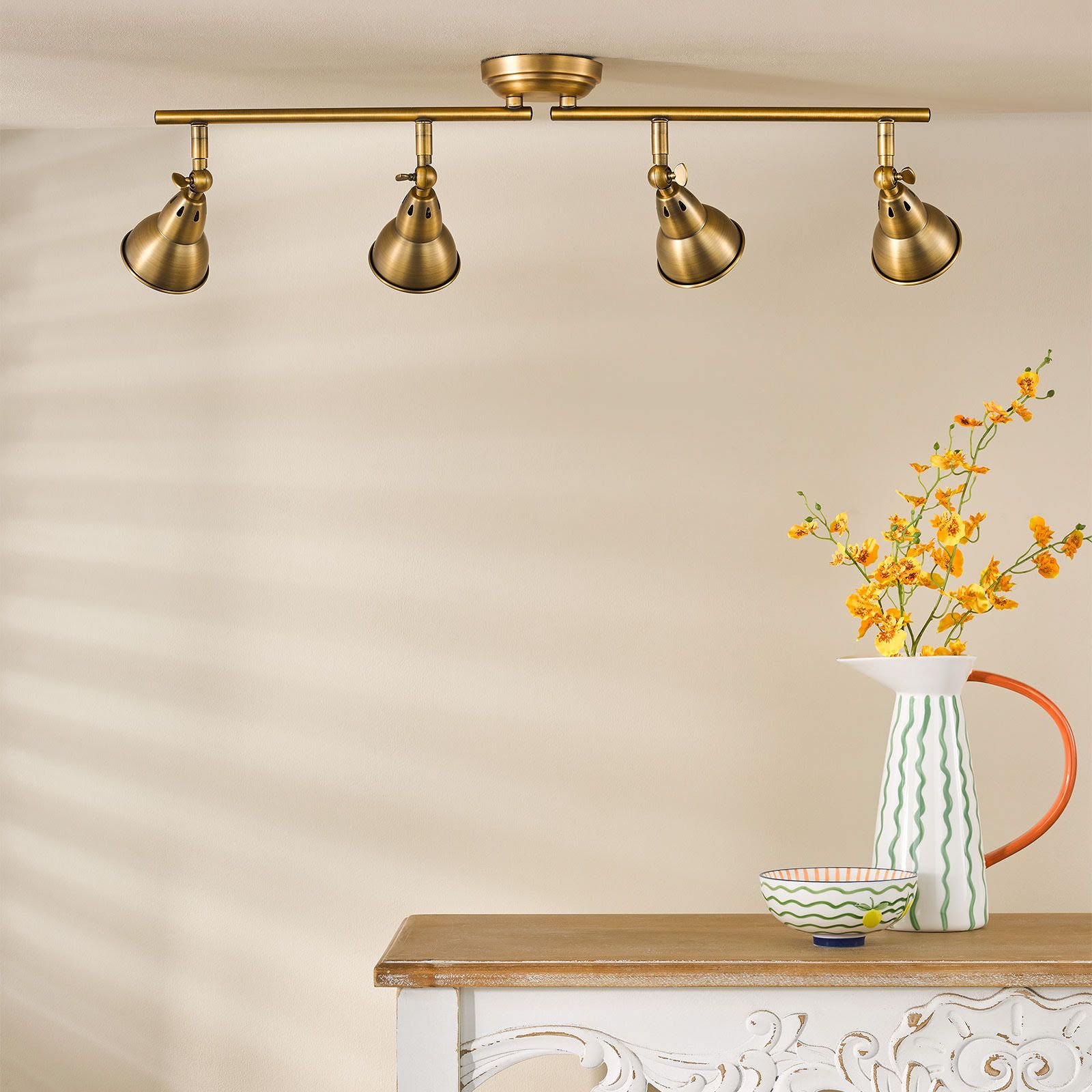 Nathaniel 4 Light Bar Spotlight Aged Brass