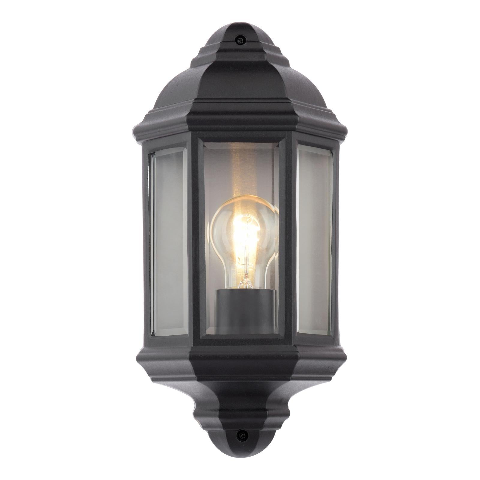 Nelson Outdoor Wall Light Matt Black and Glass IP44