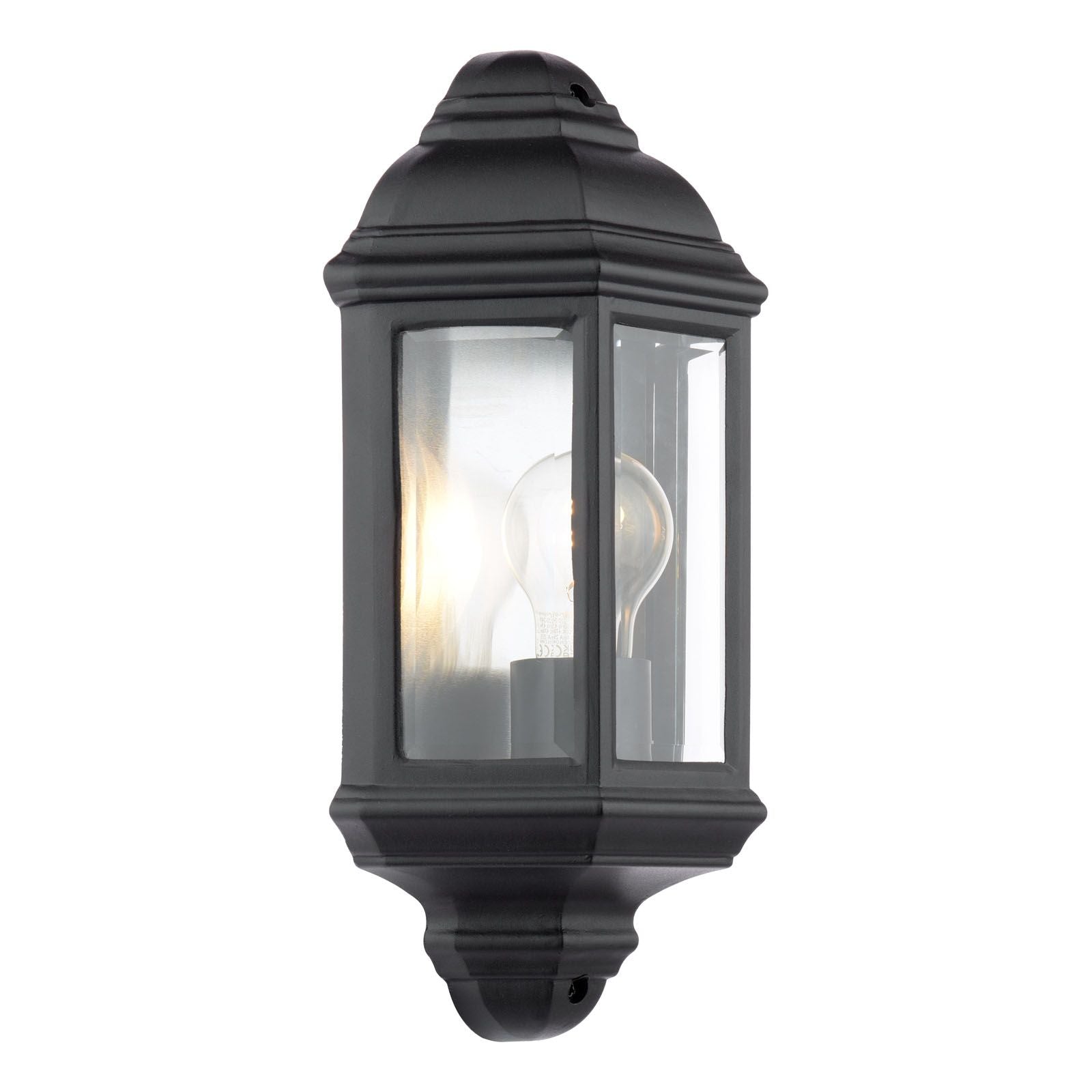 Nelson Outdoor Wall Light Matt Black and Glass IP44