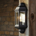 Nelson Outdoor Wall Light Matt Black and Glass IP44
