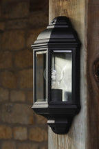 Nelson Outdoor Wall Light Matt Black and Glass IP44