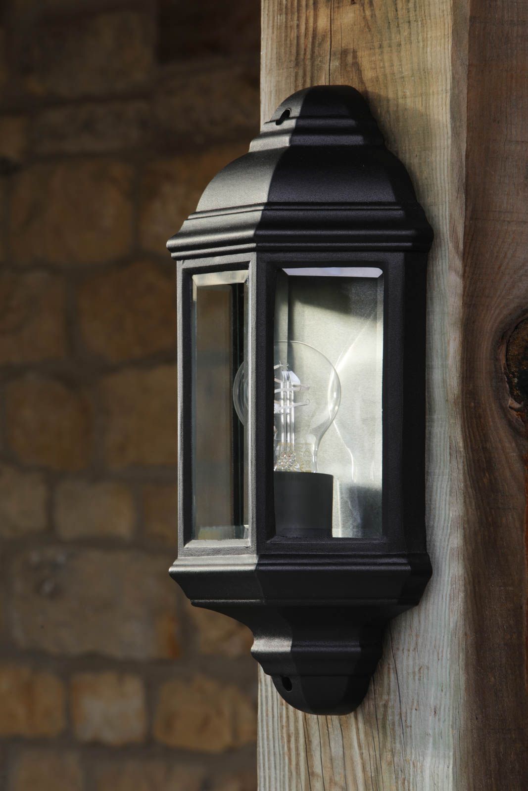 Nelson Outdoor Wall Light Matt Black and Glass IP44