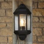 Nelson Outdoor Wall Light Matt Black and Glass IP44
