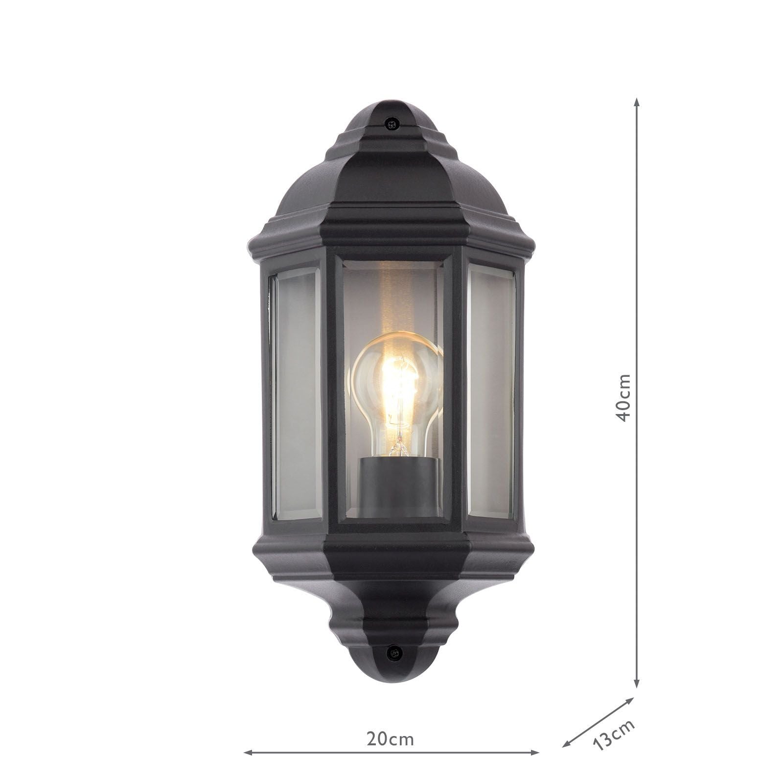 Nelson Outdoor Wall Light Matt Black and Glass IP44