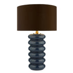 Niamh Table Lamp Blue Glass and Aged Bronze With Shade