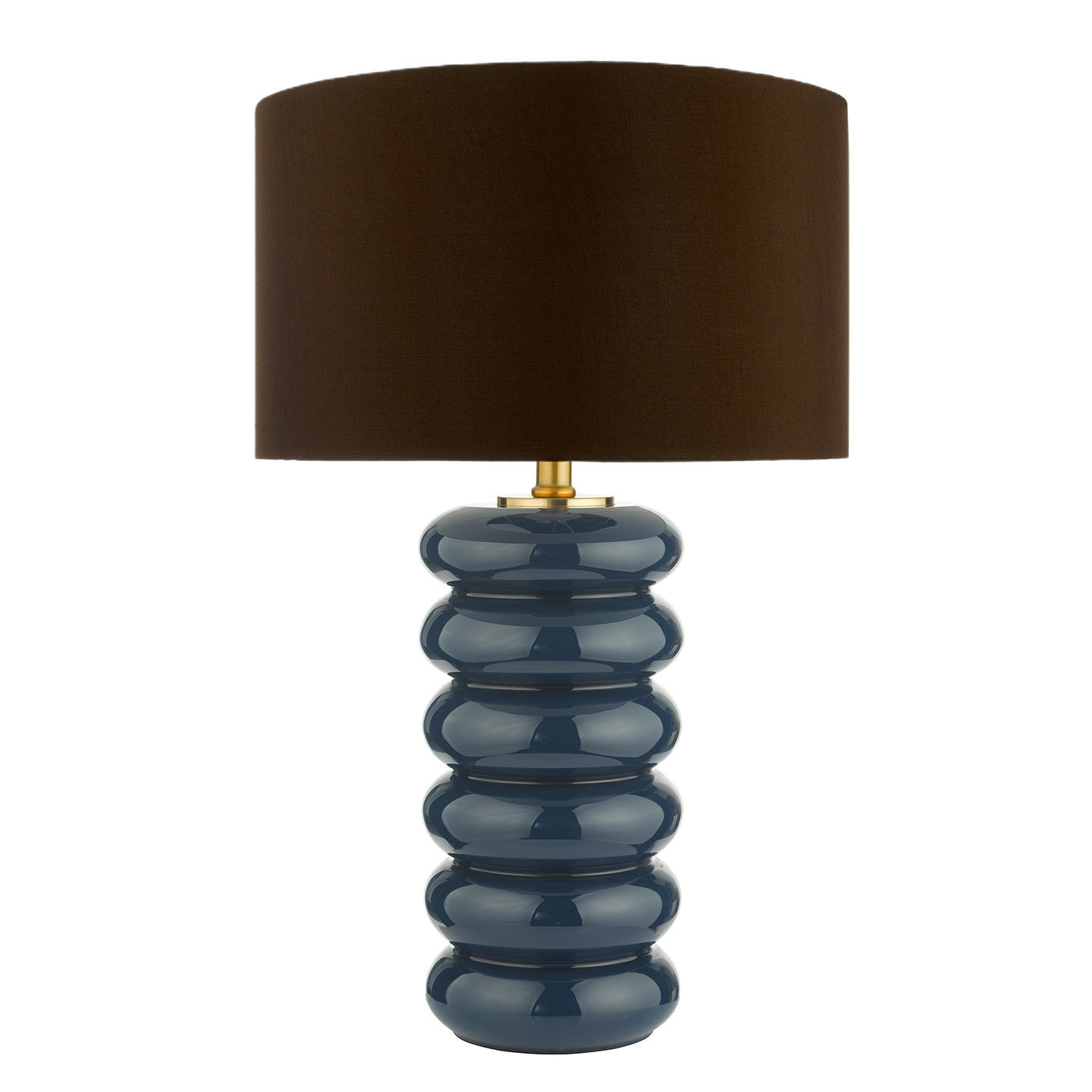 Niamh Table Lamp Blue Glass and Aged Bronze With Shade
