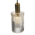Nikolas Pendant Natural Solid Brass Ribbed Cylinder Glass