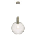 Nikolas Pendant Antique Chrome Ribbed Round Glass