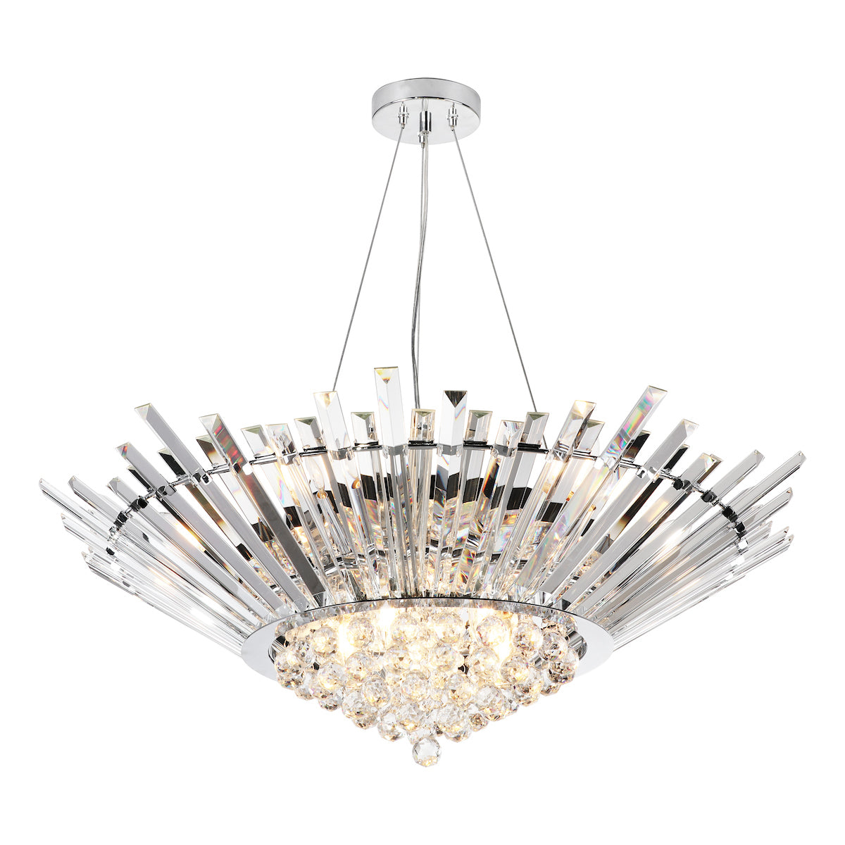 Nimbus 9 Light Chandelier Crystal and Polished Chrome