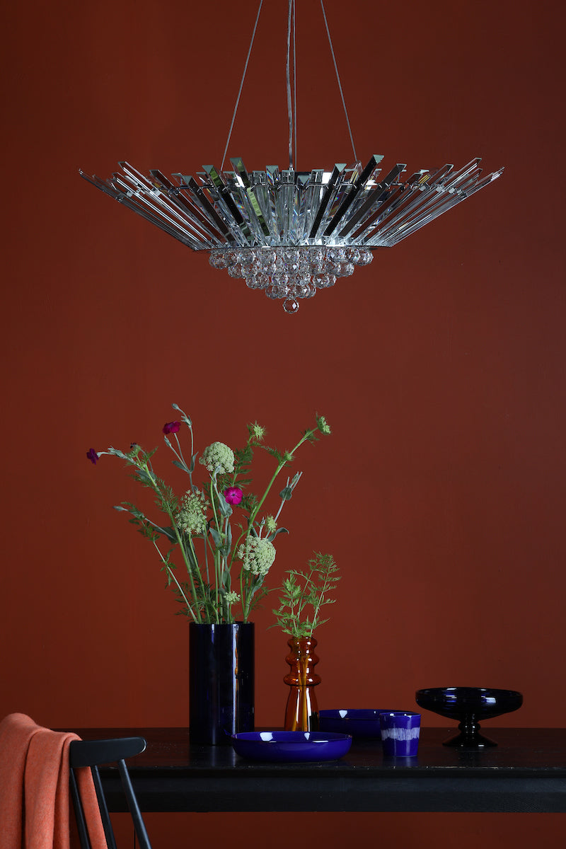 Nimbus 9 Light Chandelier Crystal and Polished Chrome