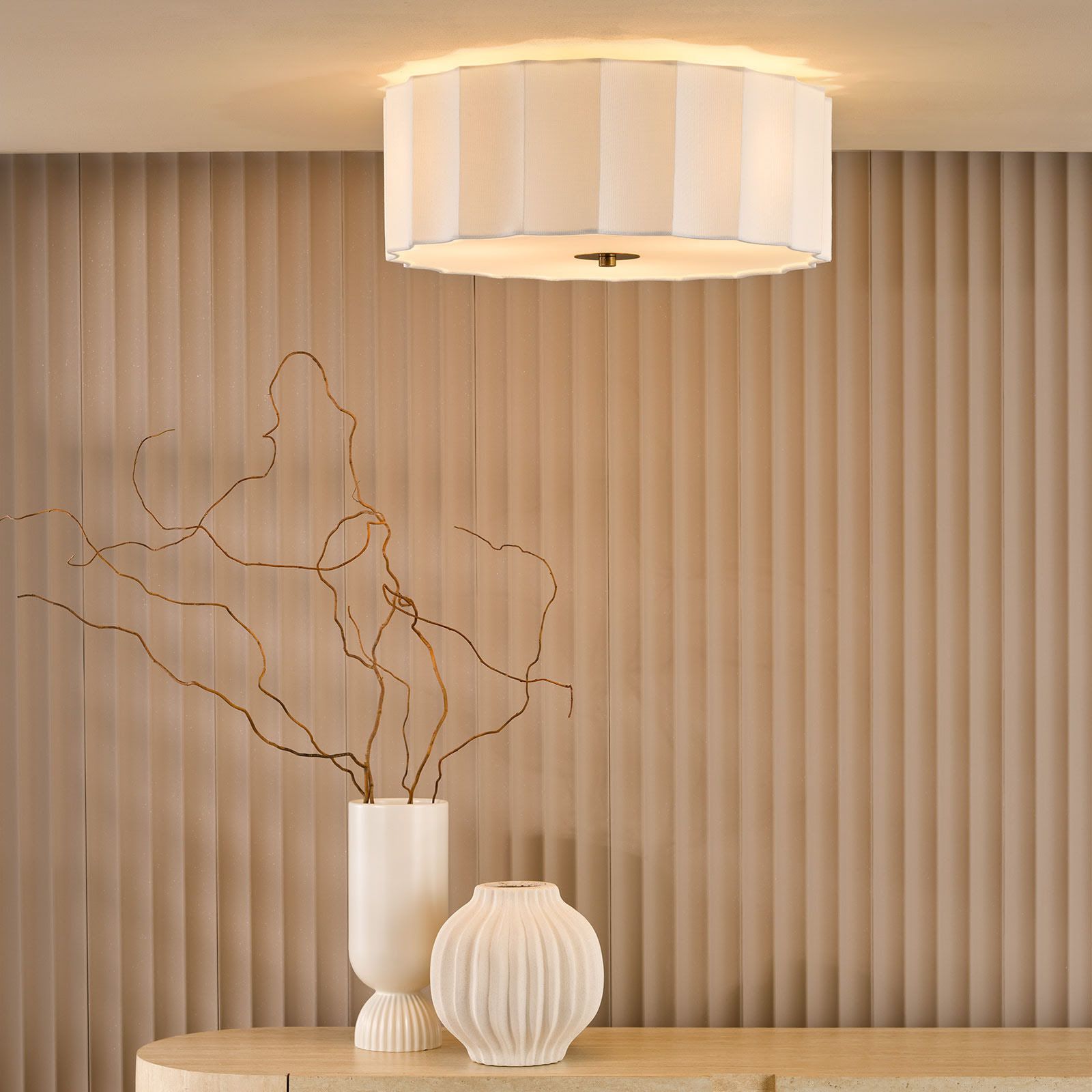 Noura 3 Light Flush Ivory and White
