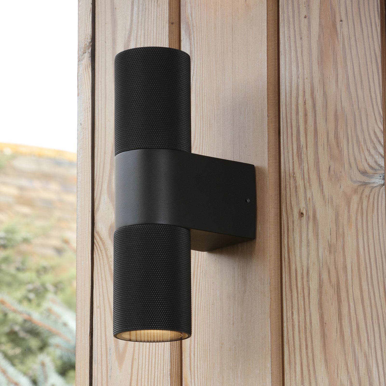 Obi 2 Light Outdoor Wall Light Matt Black IP54