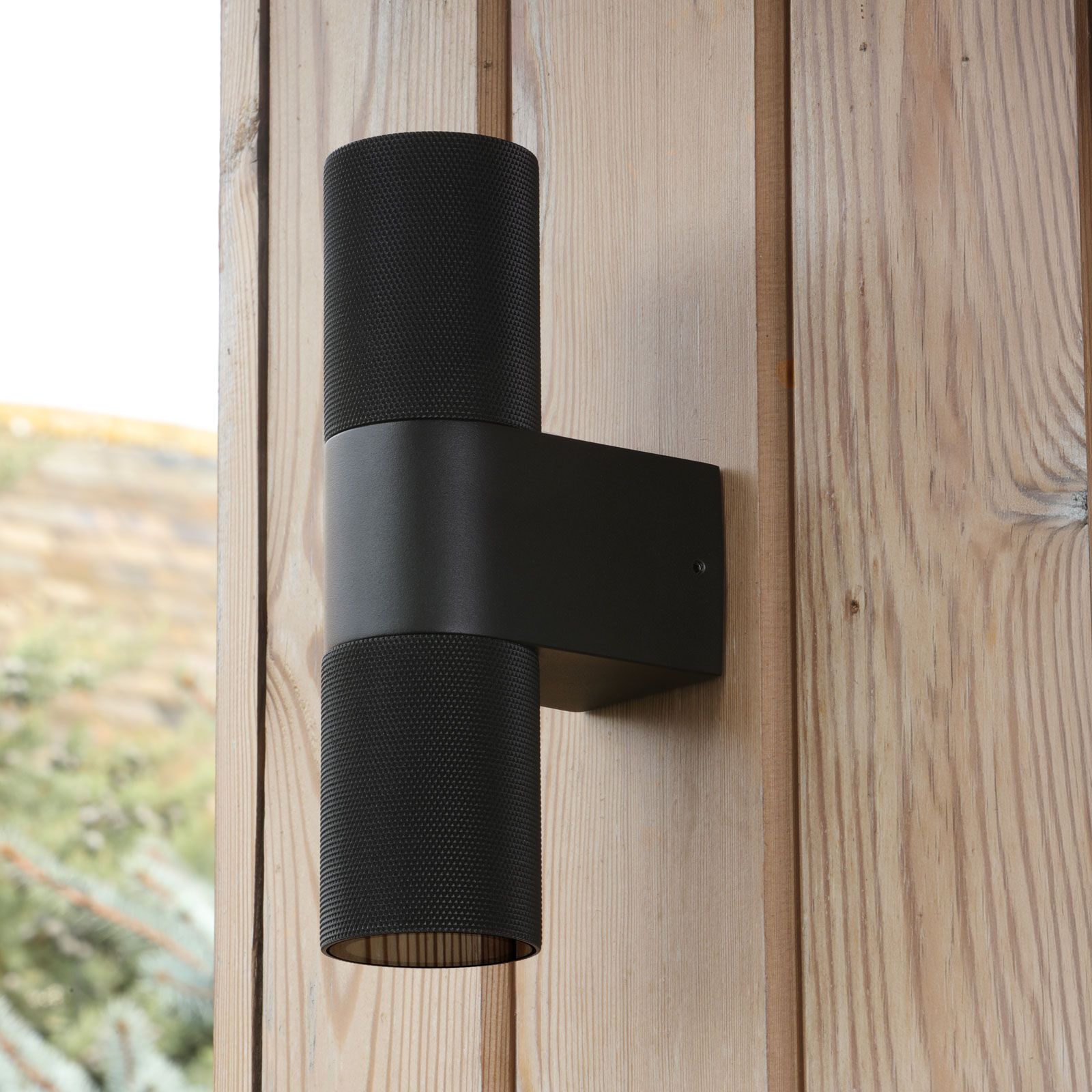 Obi 2 Light Outdoor Wall Light Matt Black IP54