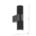 Obi 2 Light Outdoor Wall Light Matt Black IP54