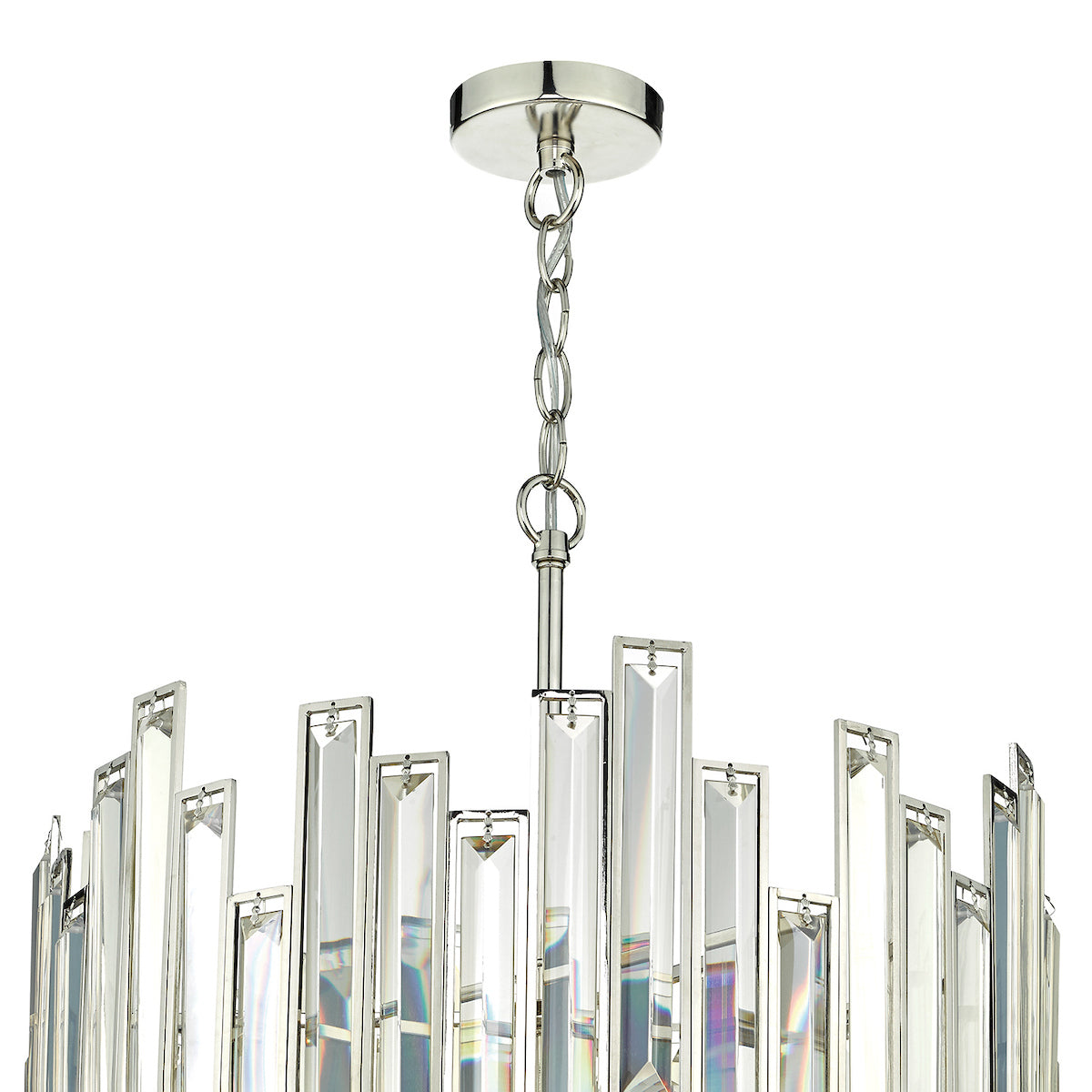Odile 6 Light Pendant Champagne Crystal Polished Nickel Frame
