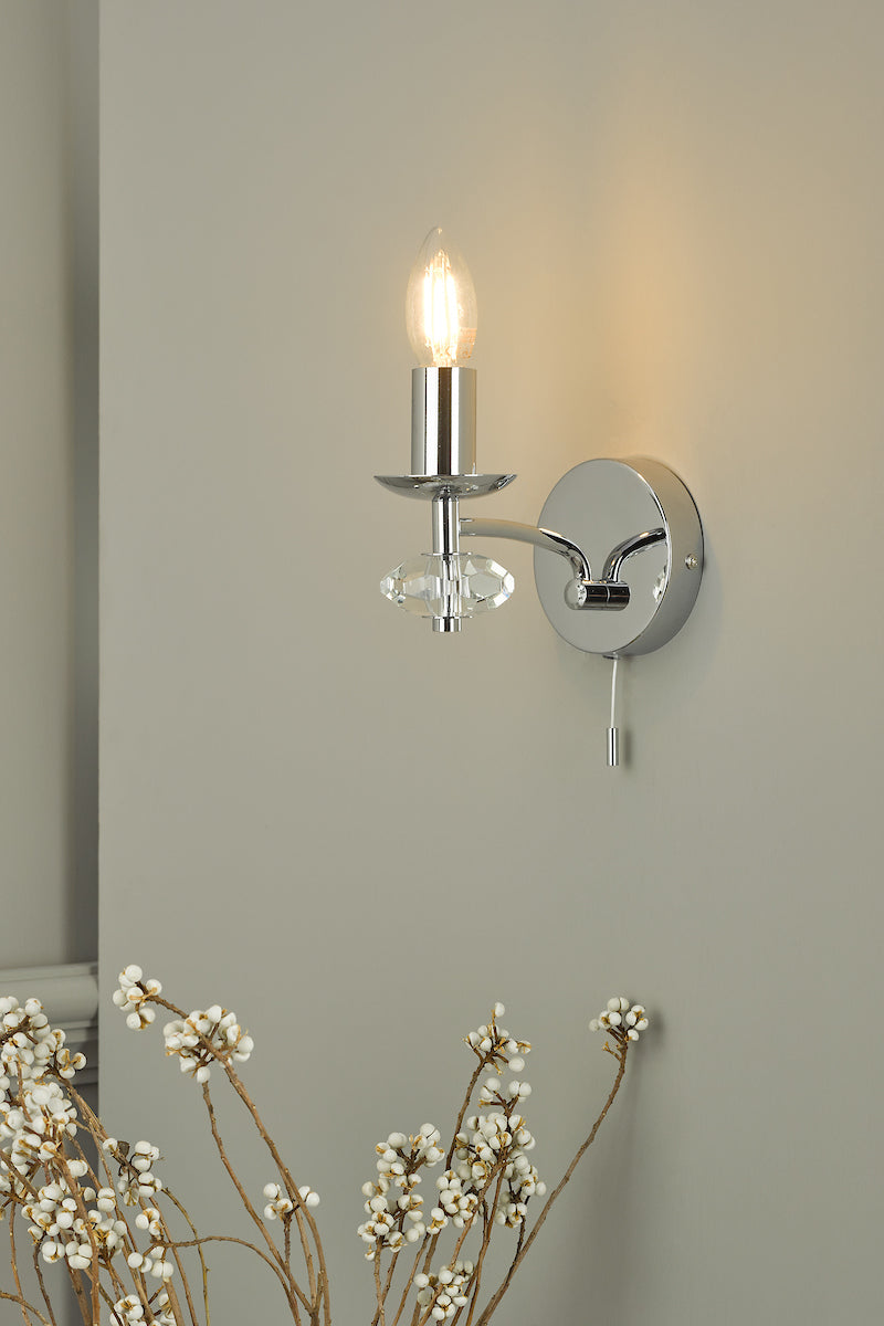 Oleana Wall Light Polished Chrome Crystal