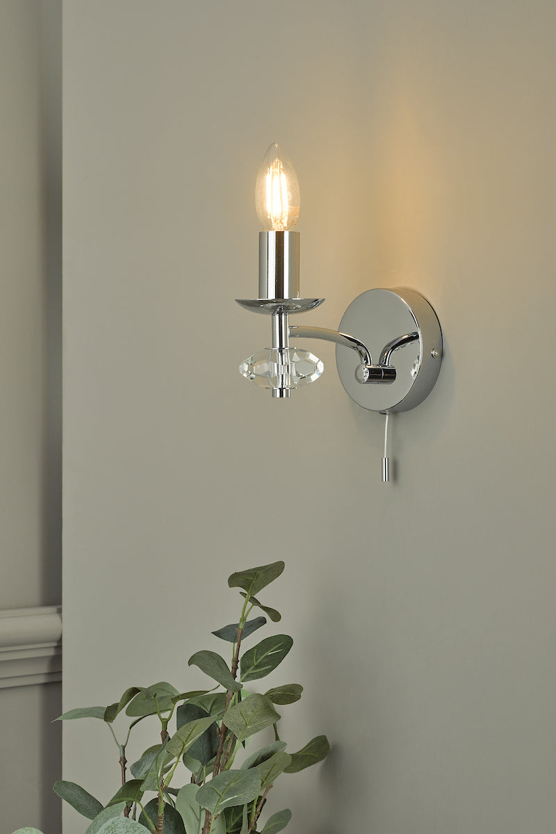 Oleana Wall Light Polished Chrome Crystal