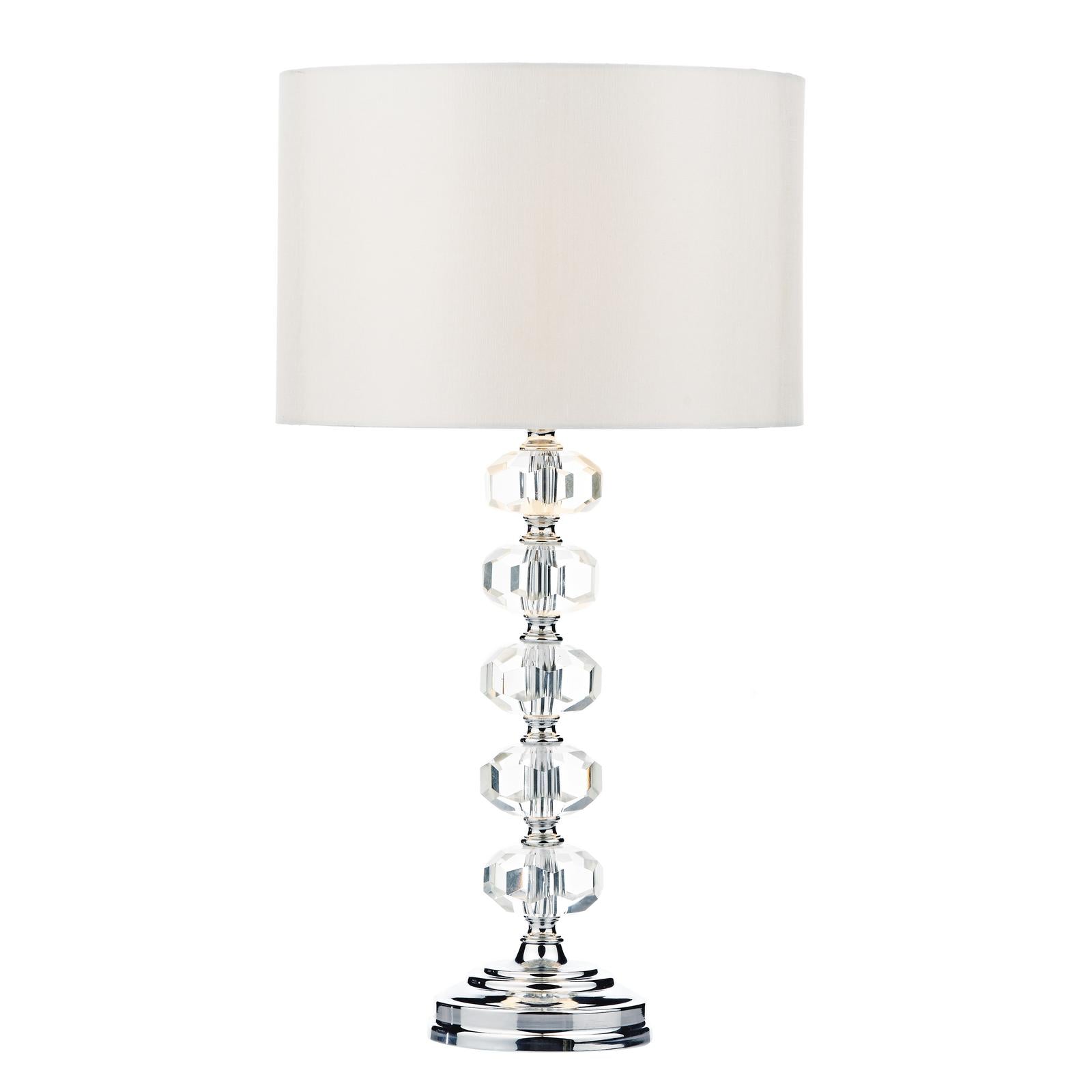 Oleana Table Lamps Polished Chrome Crystal With Shade