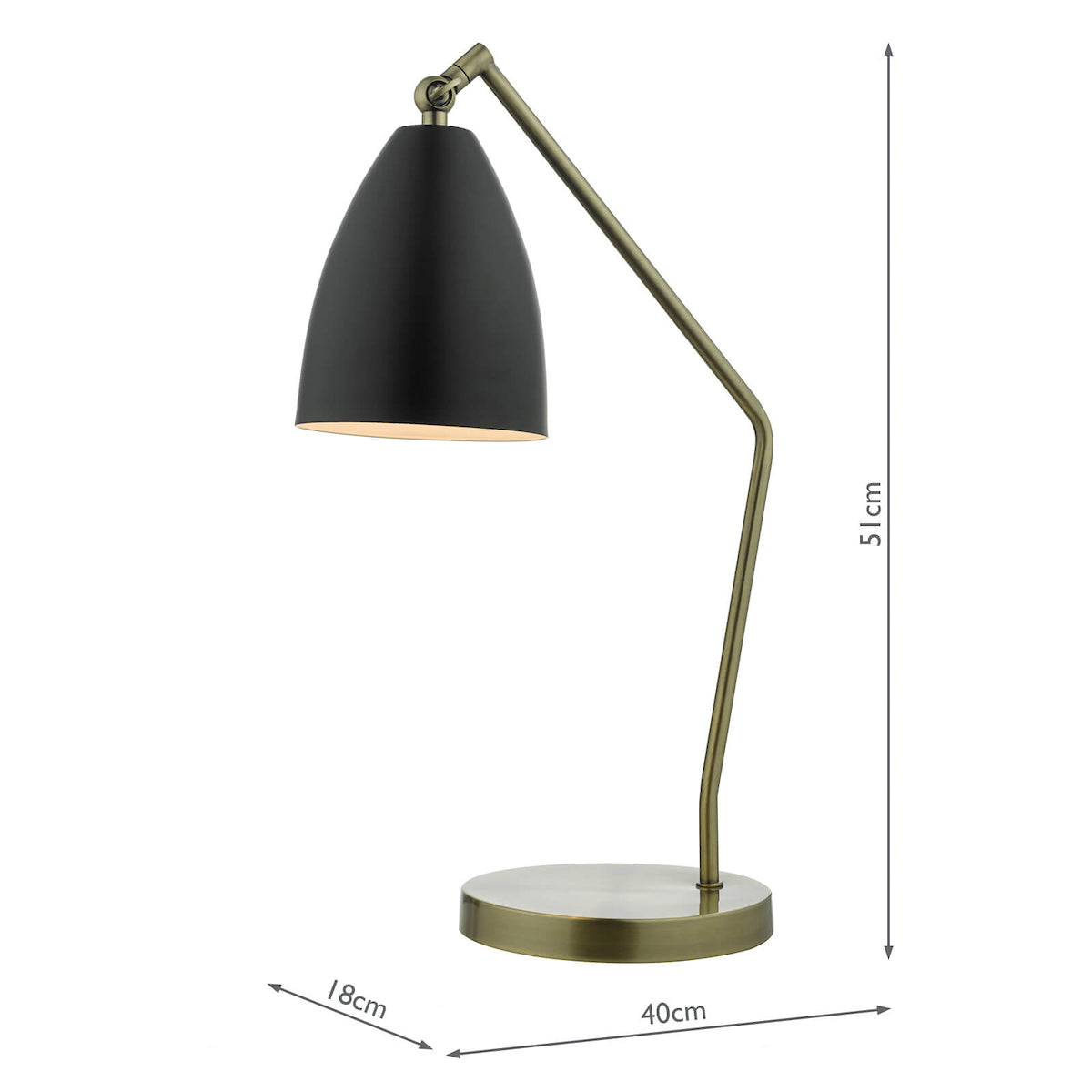 Olly Task Table Lamps Antique Brass Black