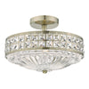 Olona 3L Light Semi Flush Antique Brass Crystal Beads and Glass Diffuser