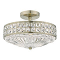 Olona 3L Light Semi Flush Antique Brass Crystal Beads and Glass Diffuser