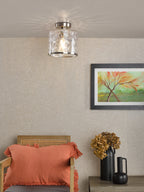 Olsen Semi-Flush Satin Chrome and Glass
