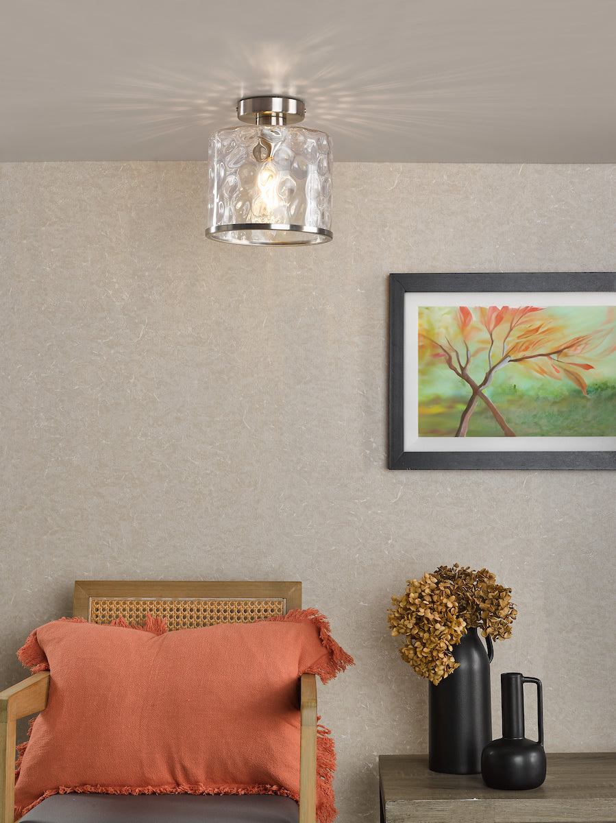 Olsen Semi-Flush Satin Chrome and Glass