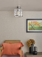 Olsen Semi-Flush Satin Chrome and Glass