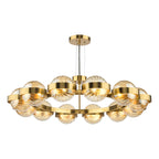 Ophira 12 Light Pendant Antique Gold and Amber Ribbed Glass