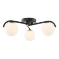 Orlena 3 Light Semi-Flush Matt Black and Opal Glass