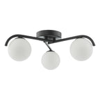 Orlena 3 Light Semi-Flush Matt Black and Opal Glass