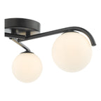 Orlena 3 Light Semi-Flush Matt Black and Opal Glass