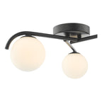 Orlena 3 Light Semi-Flush Matt Black and Opal Glass