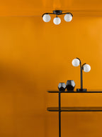 Orlena 3 Light Semi-Flush Matt Black and Opal Glass