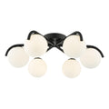 Orlena 6 Light Semi-Flush Matt Black and Opal Glass