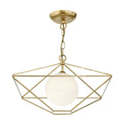 Orsini 1 Light Pendant Antique Gold Opal Glass Shade