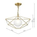 Orsini 1 Light Pendant Antique Gold Opal Glass Shade