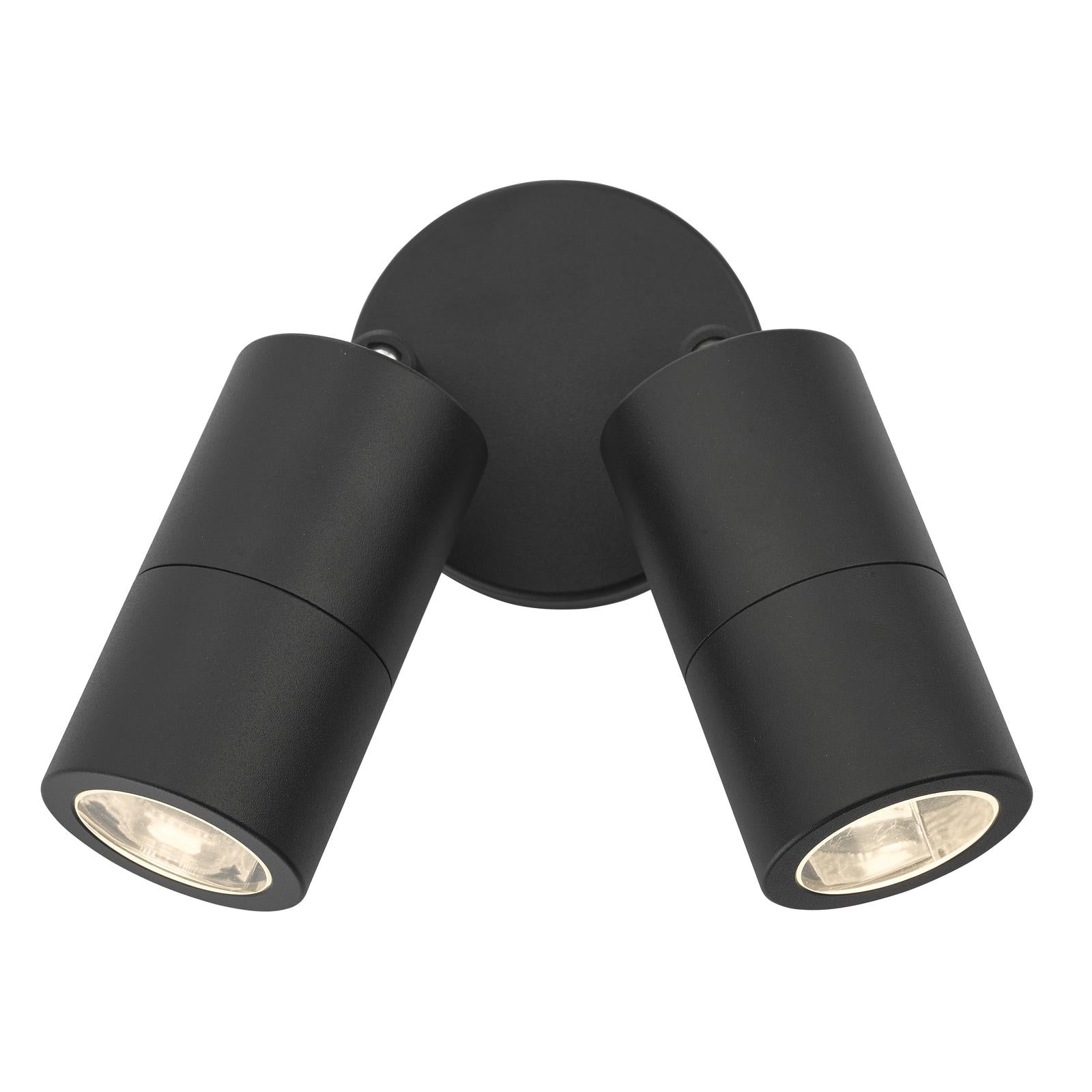 Ortega Outdoor 2 Light Wall Spotlight Matt Black IP65