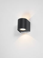 Black outdoor wall light with up and down lighting effect