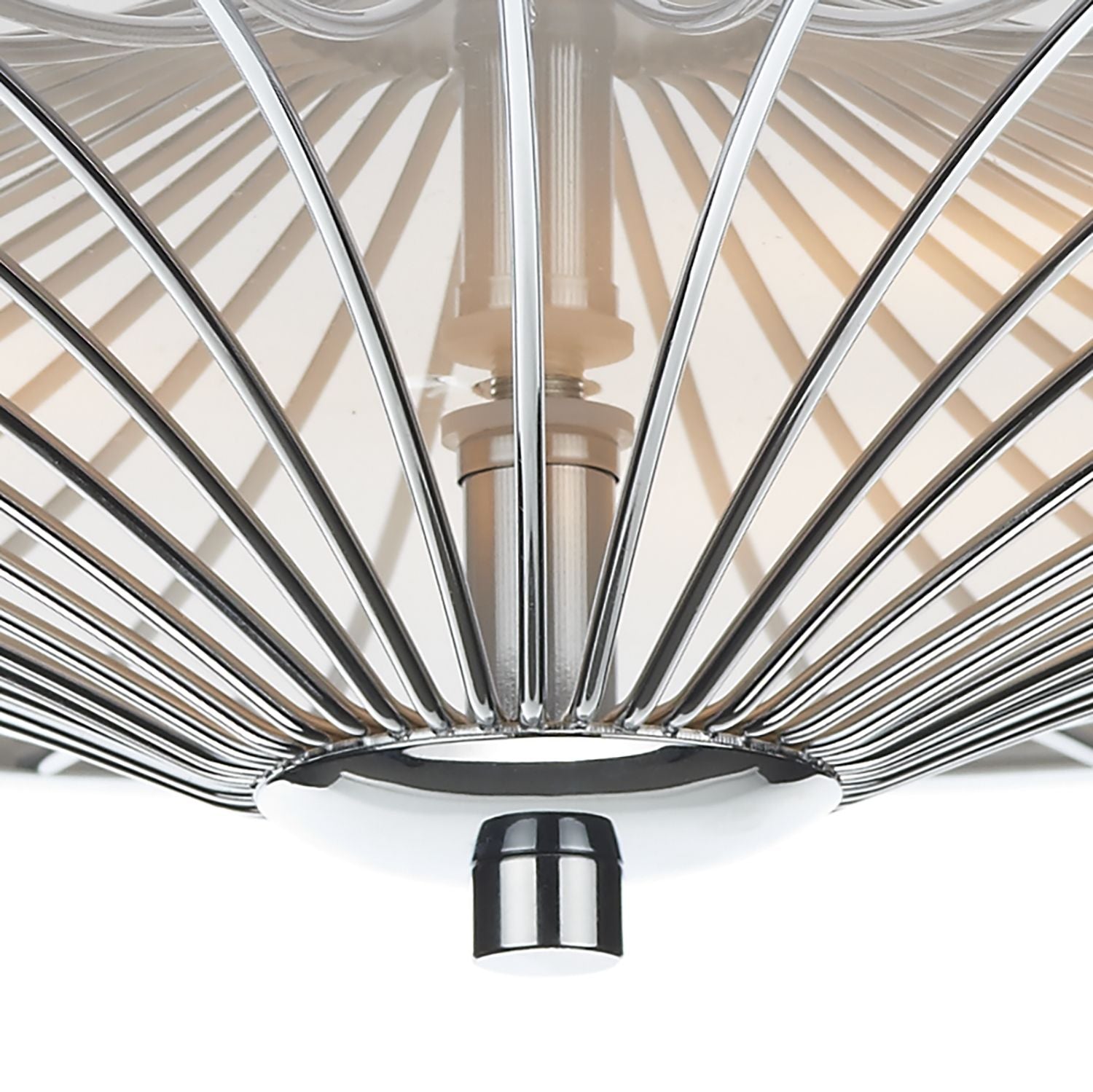 DAR Oslo 3 Light Flush Ceiling Light Chrome White Glass